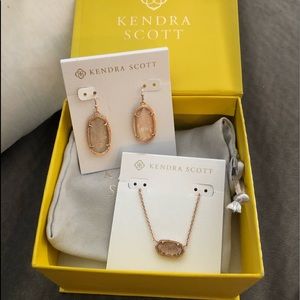Kendra Scott ROSE gold necklace and earring set